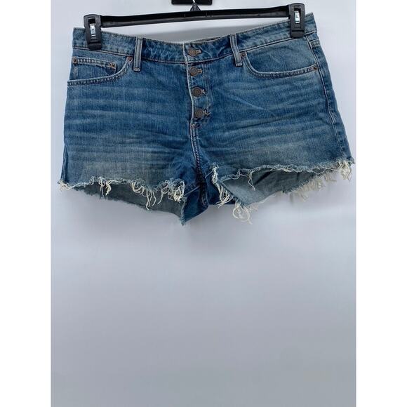 LUCKY BRAND Women's Light Blue Denim The Cut-Off Mid-Rise Shorts SZ 12/31 - Picture 1 of 13
